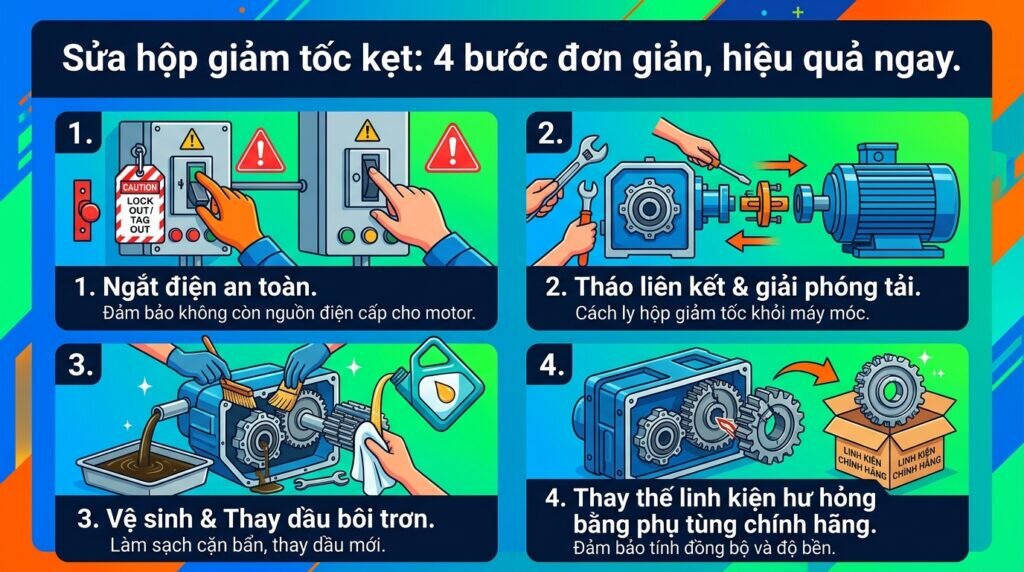 Sửa hộp giảm tốc kẹt: 4 bước đơn giản, hiệu quả ngay.