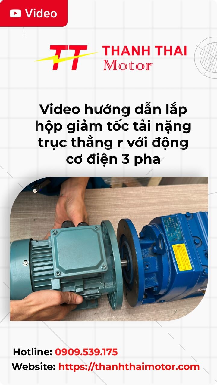 Thumb lắp hộp giảm tốc tải nặng trục thẳng r với động cơ điện 3 pha
