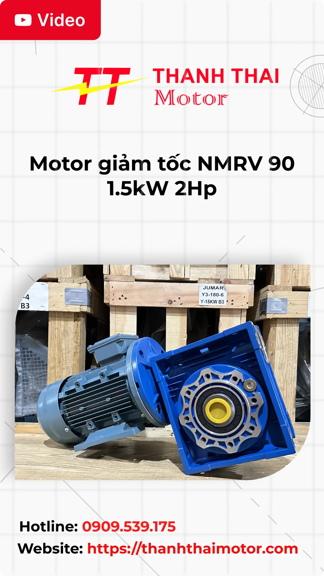 Thumb motor giảm tốc NMRV 90 1.5kW 2Hp