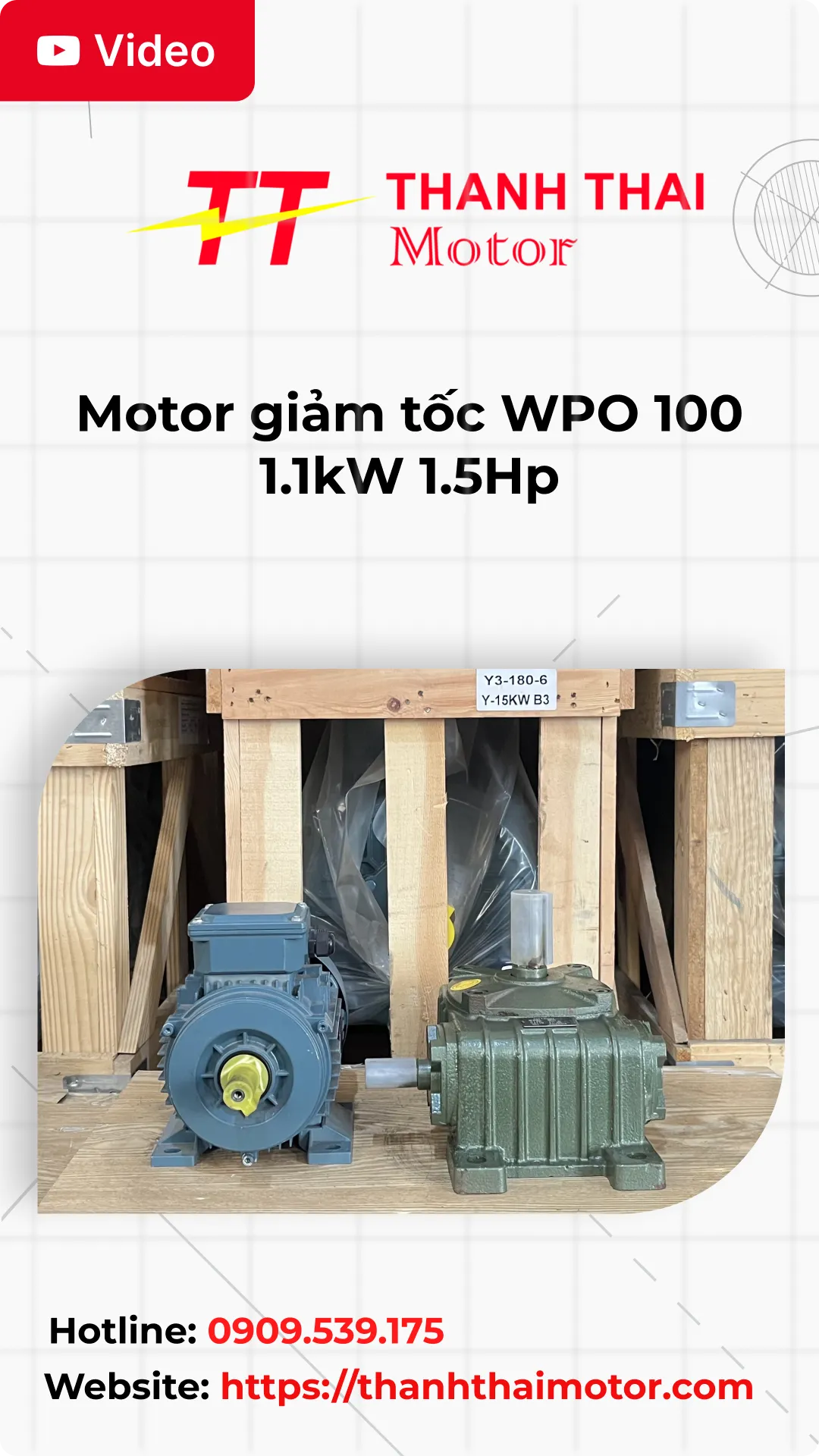 Thumb motor giảm tốc WPO 100 1.1kW 1.5Hp