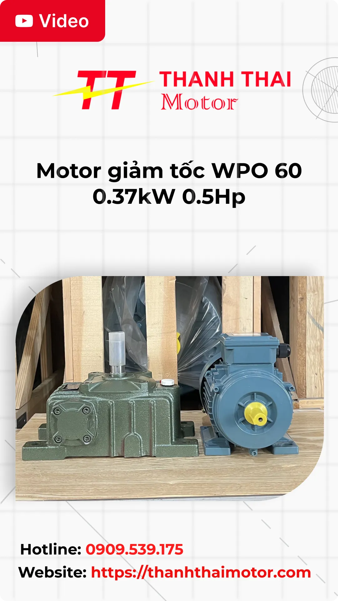 Thumb motor giảm tốc WPO 60 0.37kW 0.5Hp