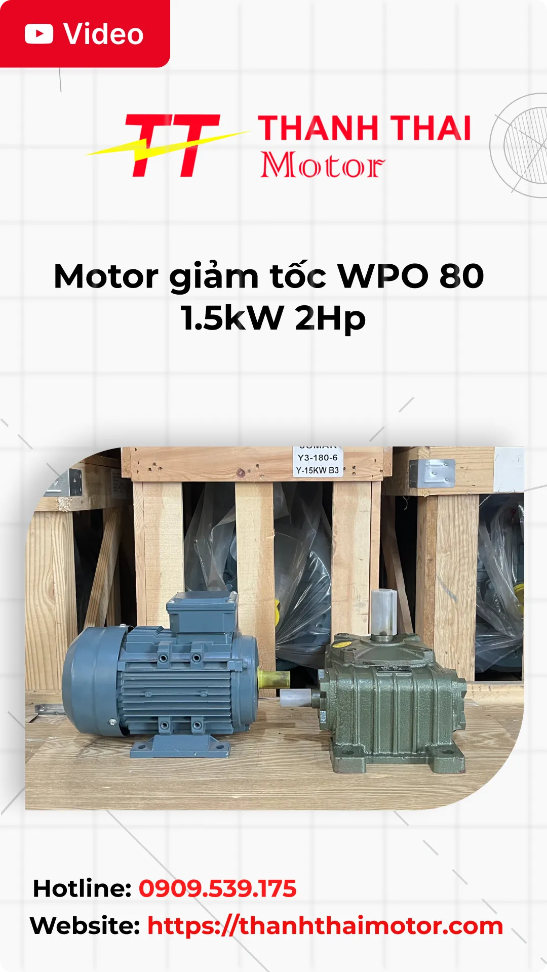 Thumb motor giảm tốc WPO 80 1.5kW 2Hp