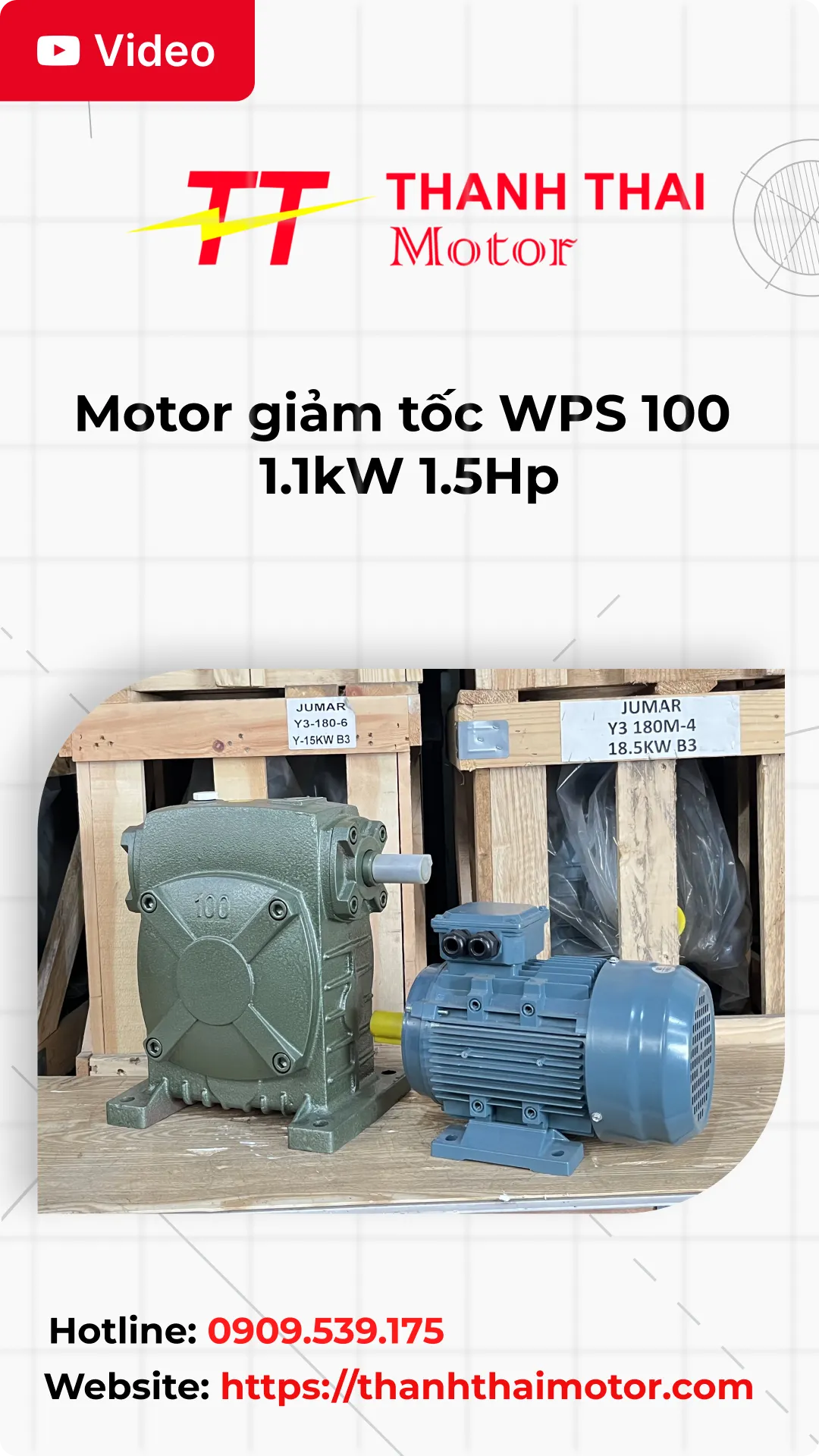 Thumb motor giảm tốc WPS 100 1.1kW 1.5Hp