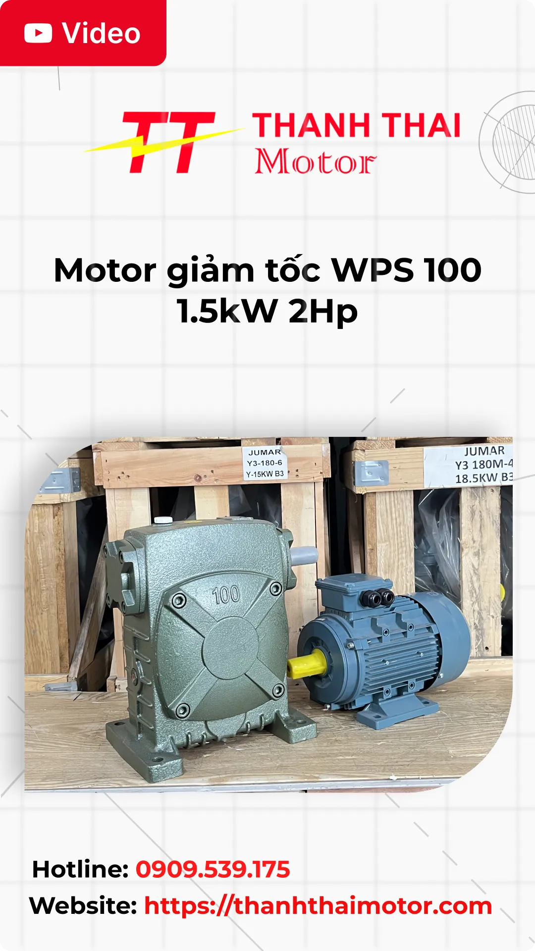 Thumb motor giảm tốc WPS 100 1.5kW 2Hp