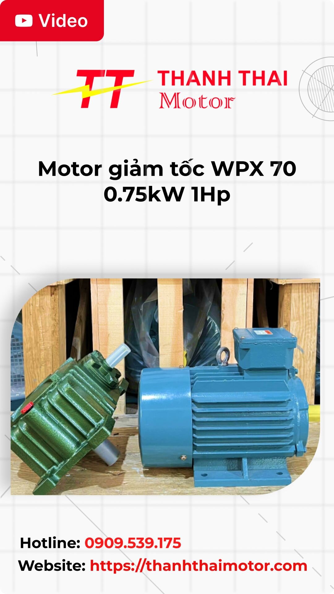 Thumb motor giảm tốc WPX 70 0.75kW 1Hp