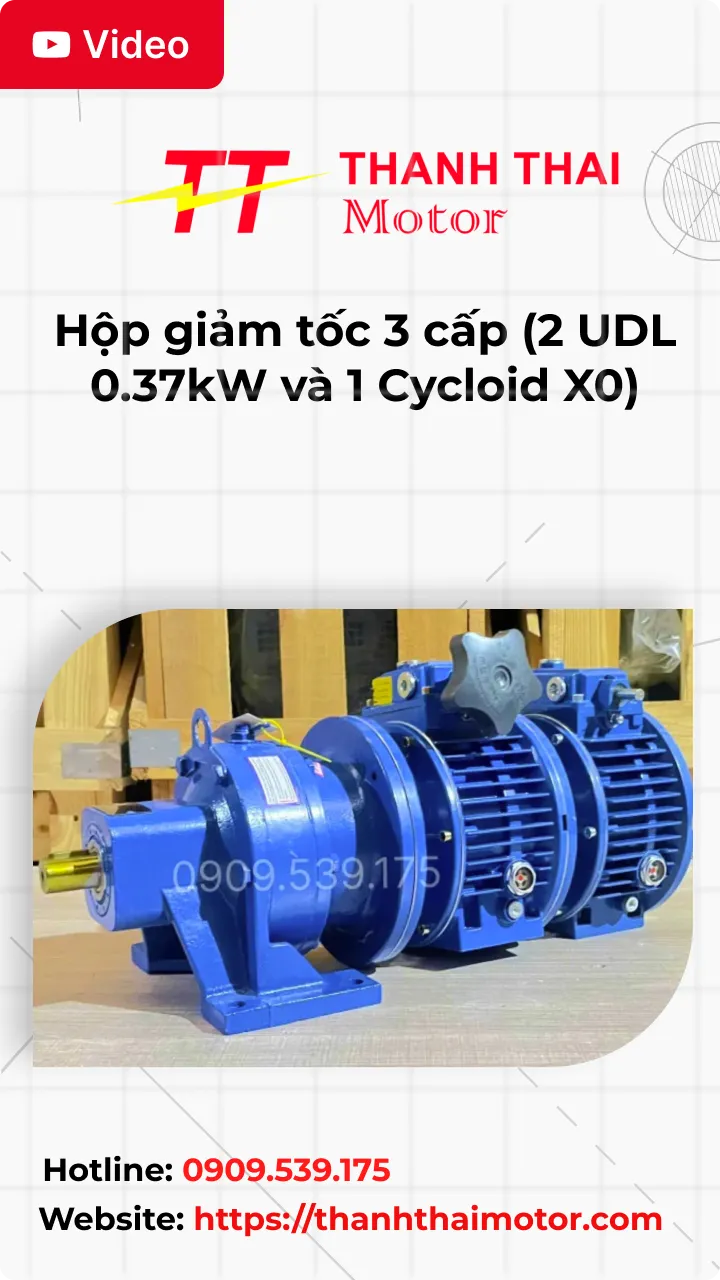 Thumb Video review hộp giảm tốc 3 cấp (2 UDL 0.37kW và 1 Cycloid X0)