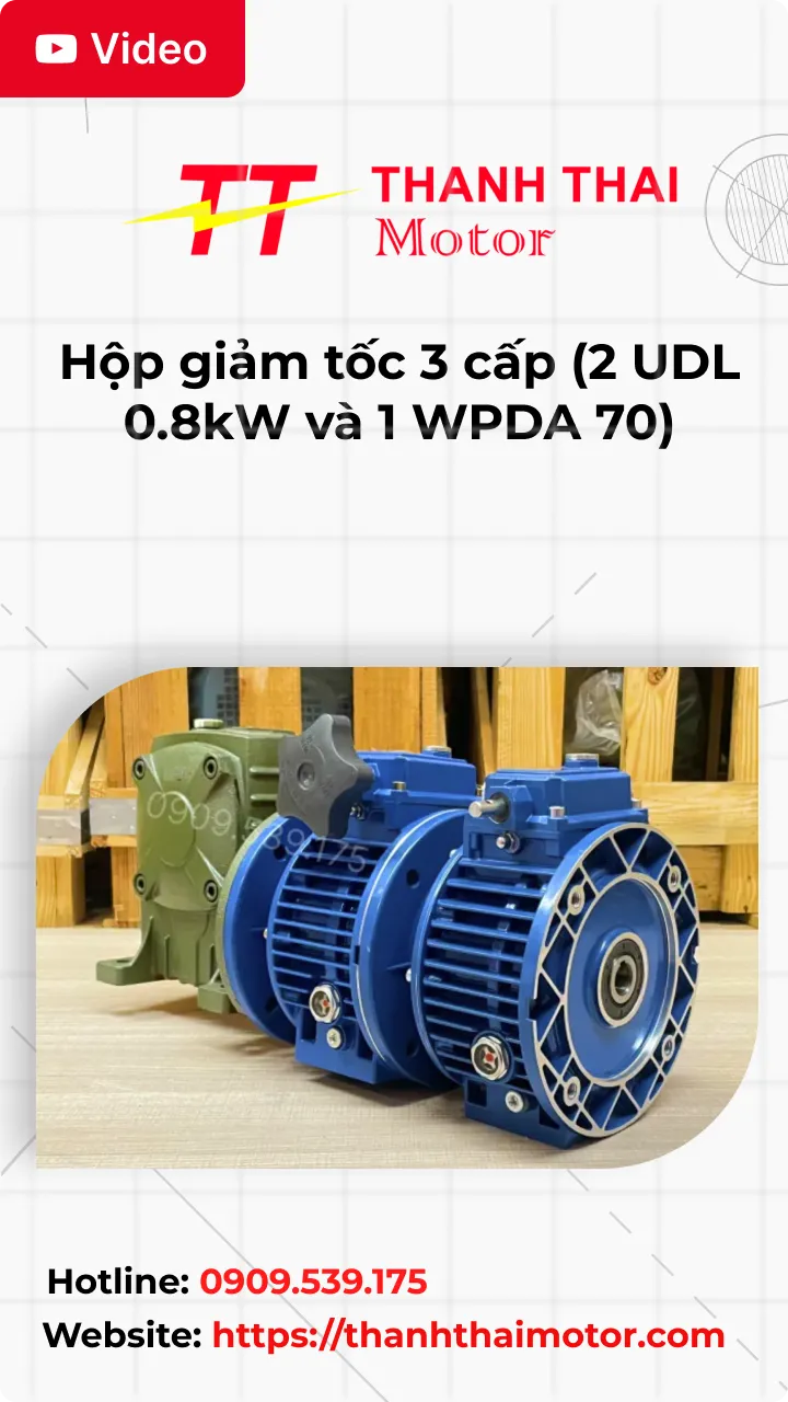 Thumb Video review hộp giảm tốc 3 cấp (2 UDL 0.8kW và 1 WPDA 70)