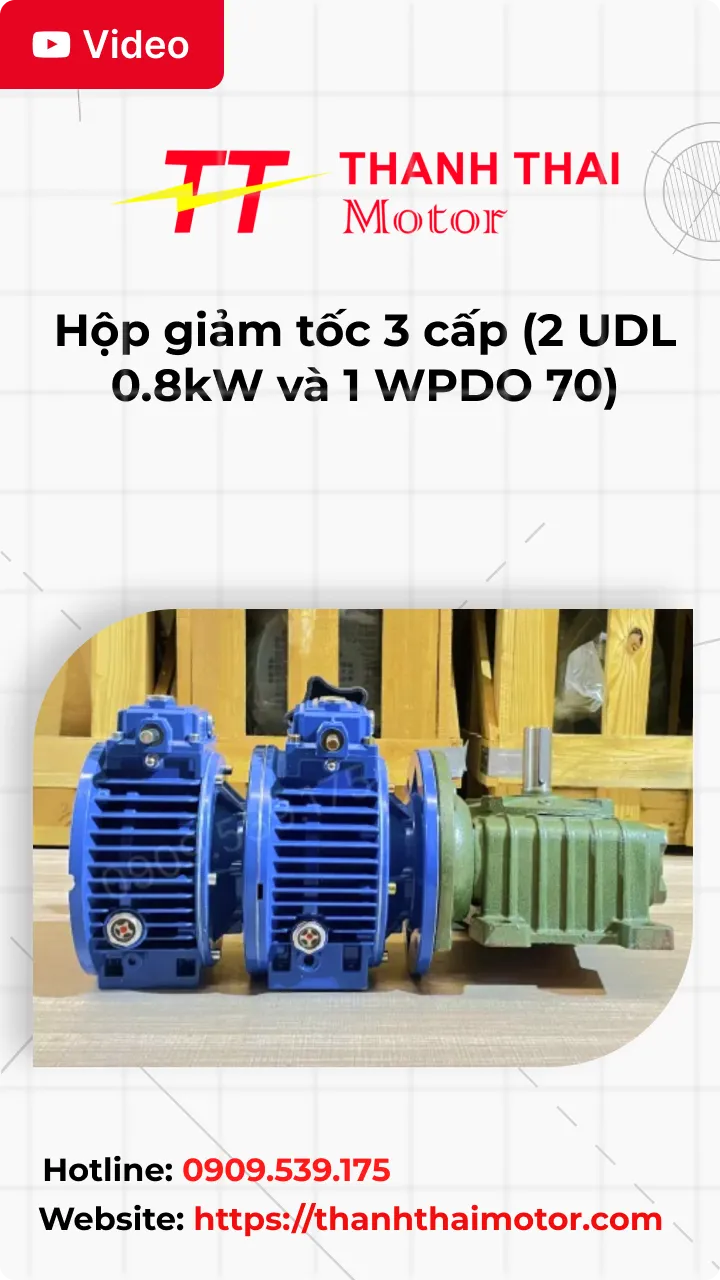 Thumb Video review hộp giảm tốc 3 cấp (2 UDL 0.8kW và 1 WPDO 70)