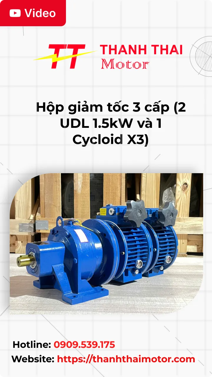 Thumb video review Hộp giảm tốc 3 cấp (2 UDL 1.5kW và 1 Cycloid X3)