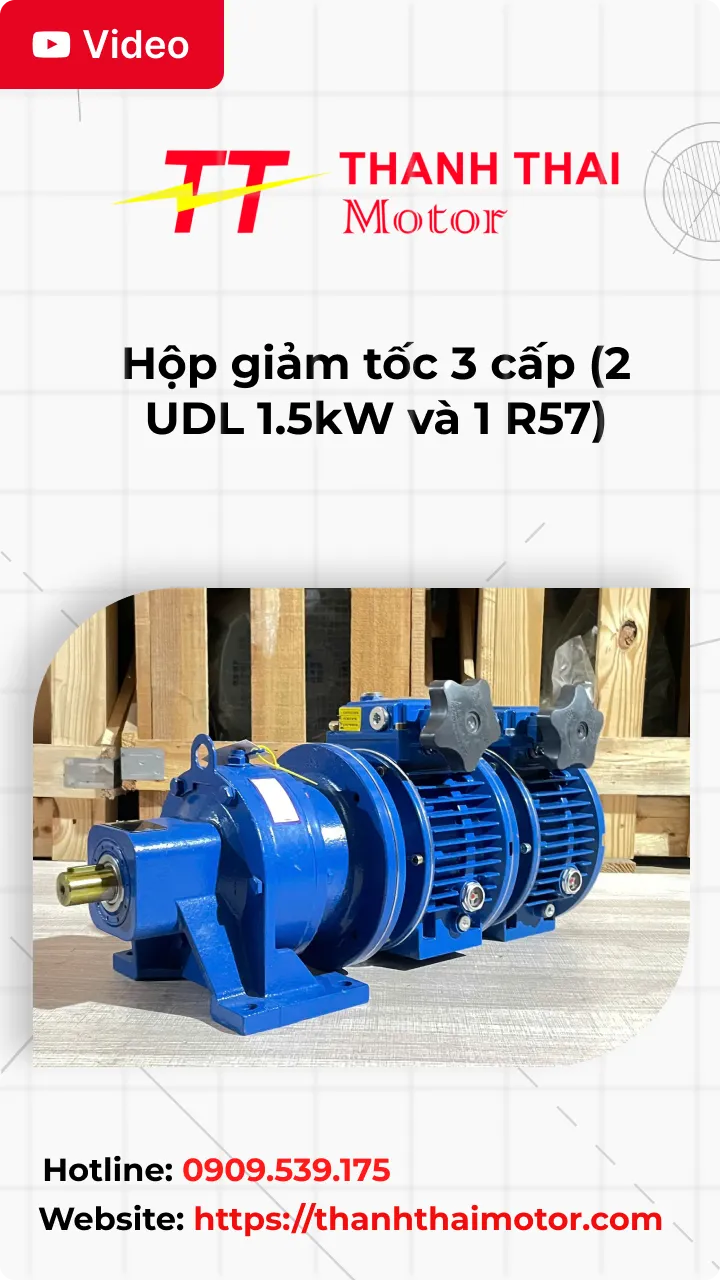 Thumb video Hộp giảm tốc 3 cấp (2 UDL 1.5kW và 1 R57)