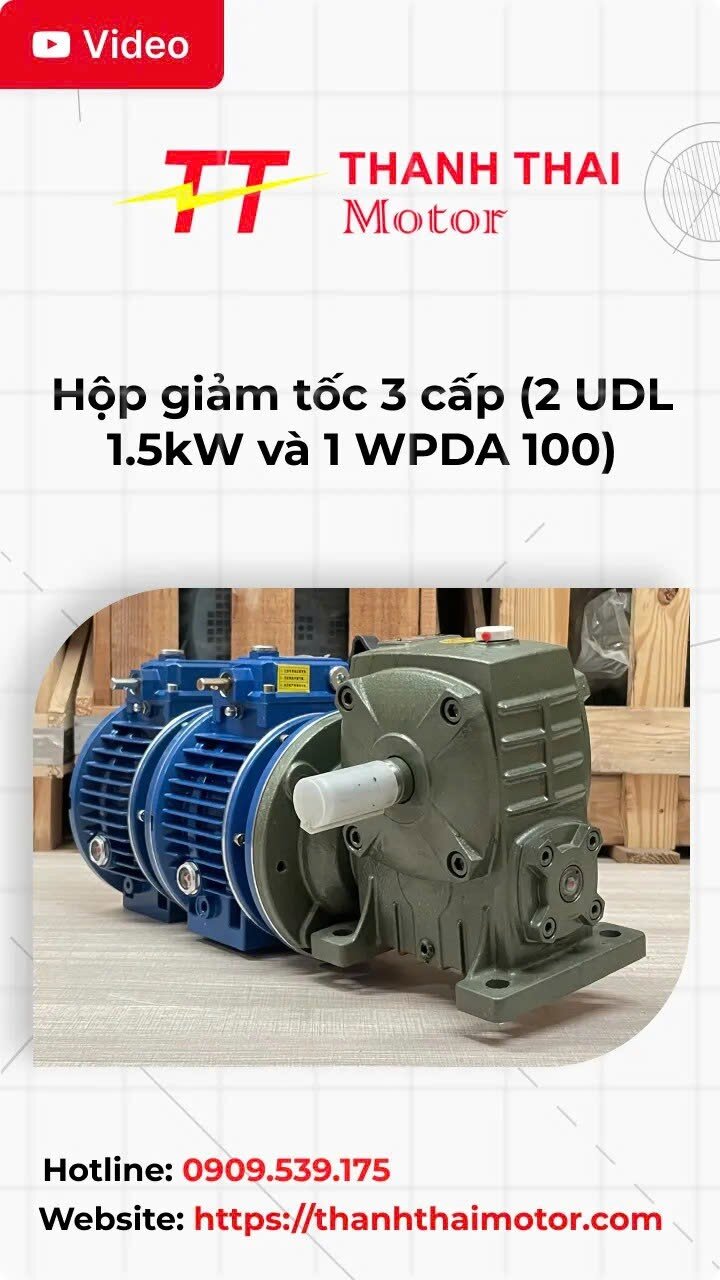 Thumb video review Hộp giảm tốc 3 cấp (2 UDL 1.5kW và 1 WPDA 100)