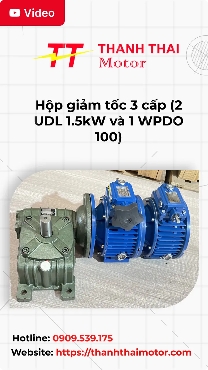 thumb video review Hộp giảm tốc 3 cấp (2 UDL 1.5kW và 1 WPDO 100)