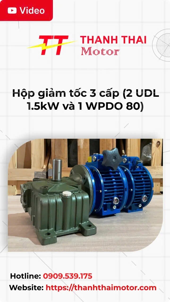 Thumb video review Hộp giảm tốc 3 cấp (2 UDL 1.5kW và 1 WPDO 80)