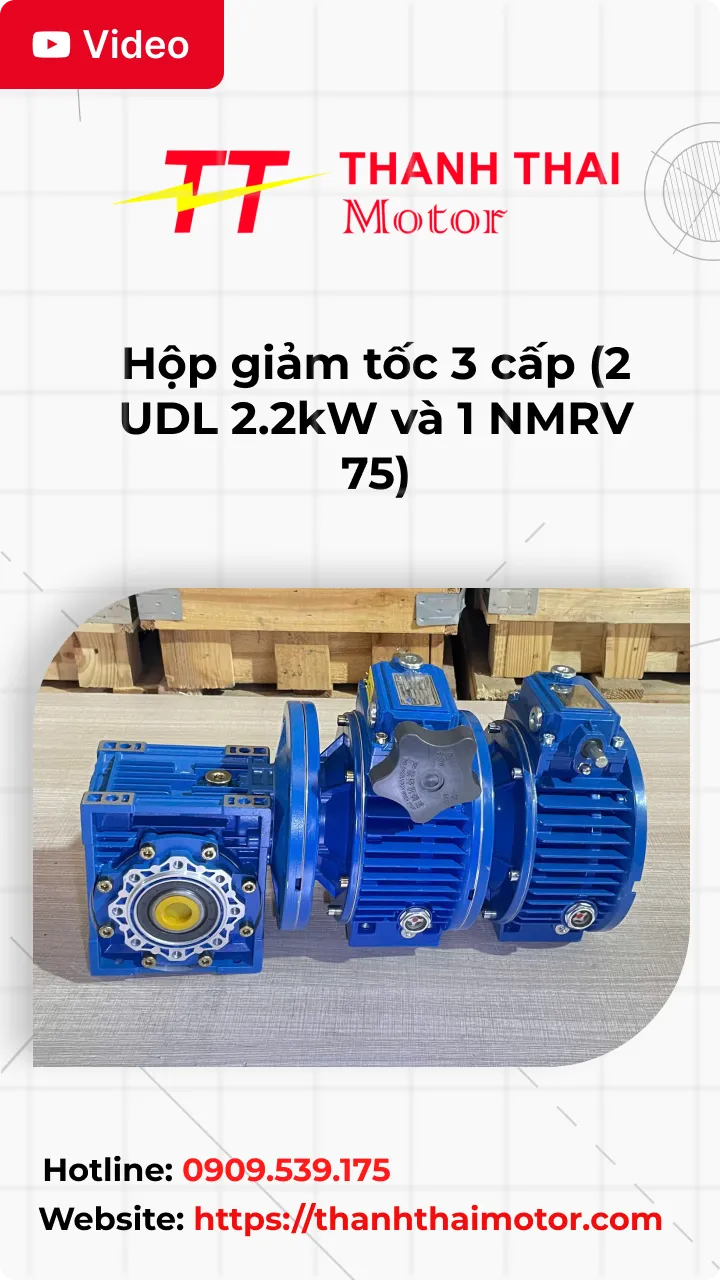 Thumb video review Hộp giảm tốc 3 cấp (2 UDL 2.2kW và 1 NMRV 75)