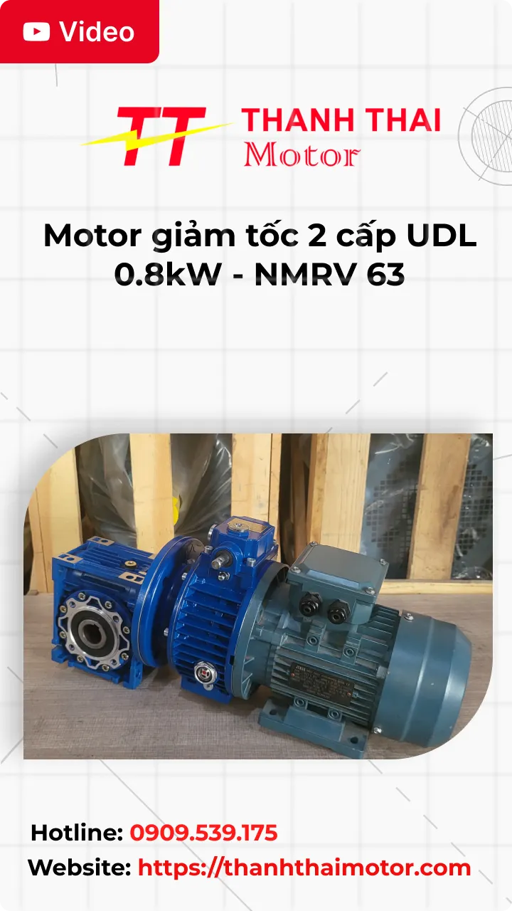 Thumb Video review motor giảm tốc 2 cấp UDL 0.8kW - NMRV 63