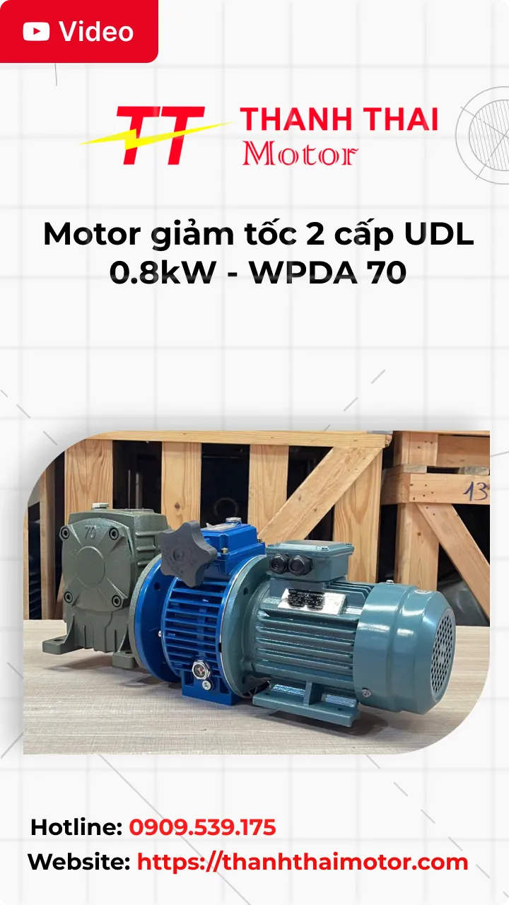 Thumb Video review motor giảm tốc 2 cấp UDL 0.8kW - WPDA 70