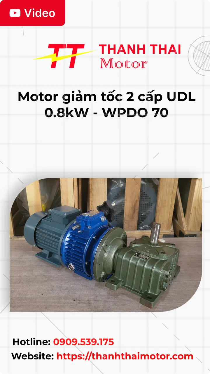 Thumb Video review motor giảm tốc 2 cấp UDL 0.8kW - WPDO 70