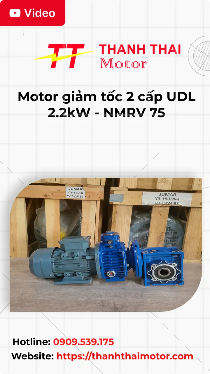 Thumb Video review motor giảm tốc 2 cấp UDL 2.2kW - NMRV 75