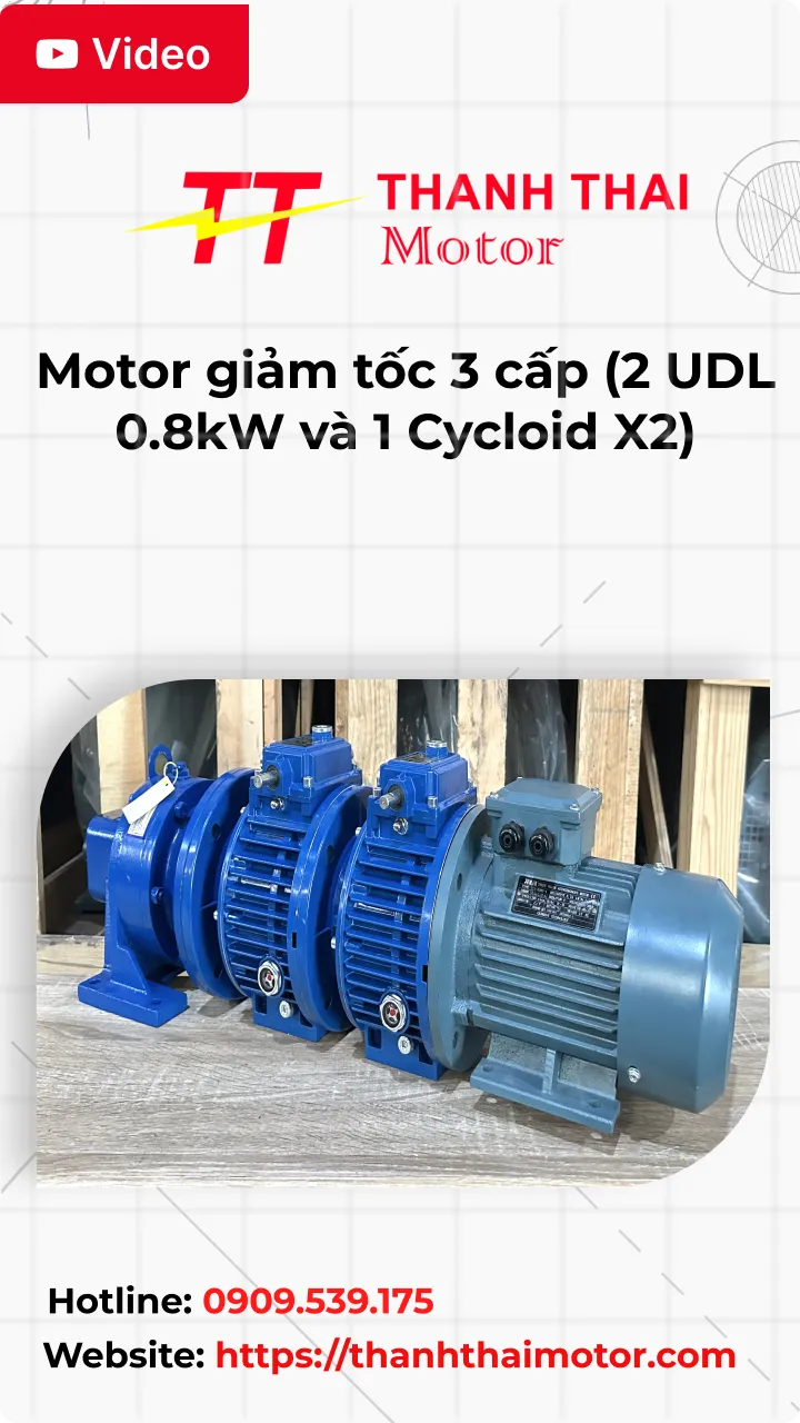 Thumb Video review motor giảm tốc 3 cấp (2 UDL 0.8kW và 1 Cycloid X2)