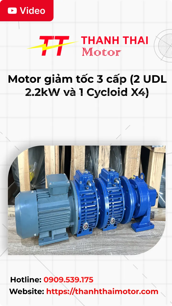 Thumb Video review motor giảm tốc 3 cấp (2 UDL 2.2kW và 1 Cycloid X4)