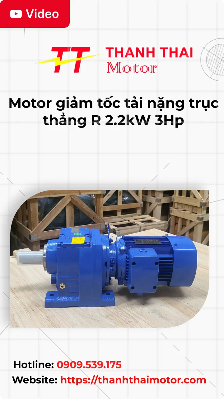Thumb Video review motor giảm tốc tải nặng trục thẳng R 2.2kW 3Hp