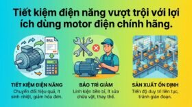 Tiết kiệm điện năng vượt trội với lợi ích dùng motor điện chính hãng.