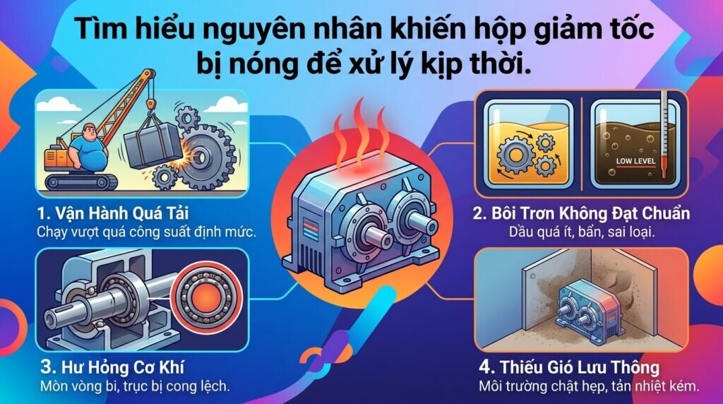 Tìm hiểu nguyên nhân khiến hộp giảm tốc bị nóng để xử lý kịp thời.