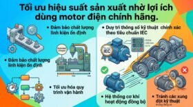 Tối ưu hiệu suất sản xuất nhờ lợi ích dùng motor điện chính hãng.