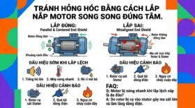 Tránh hỏng hóc bằng cách lắp nắp motor song song đúng tâm.