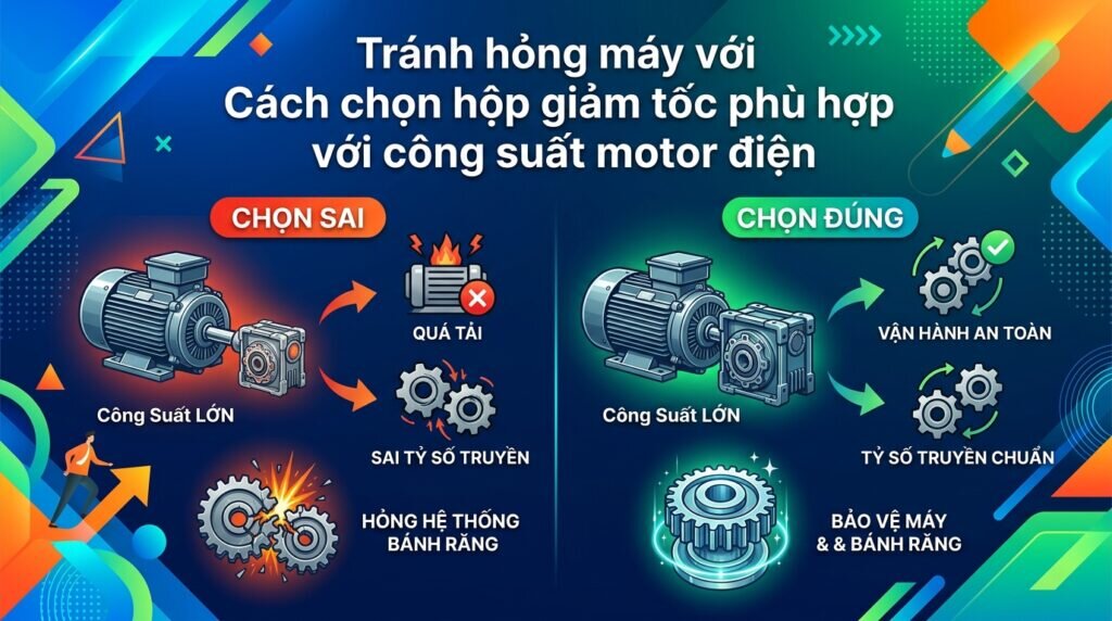 Tránh hỏng máy với Cách chọn hộp giảm tốc phù hợp với công suất motor điện