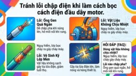 Tránh lỗi chập điện khi làm cách bọc cách điện đầu dây motor.