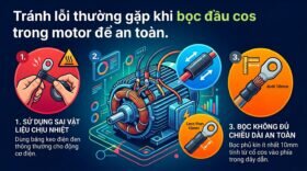 Tránh lỗi thường gặp khi cách bọc đầu cos trong motor để an toàn.