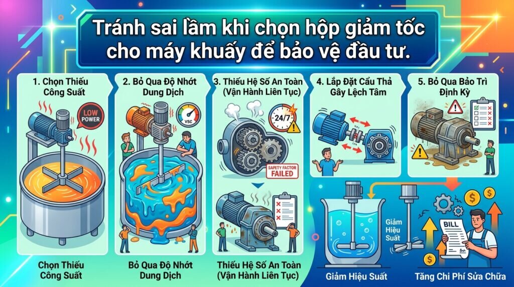 Tránh sai lầm khi chọn hộp giảm tốc cho máy khuấy để bảo vệ đầu tư.