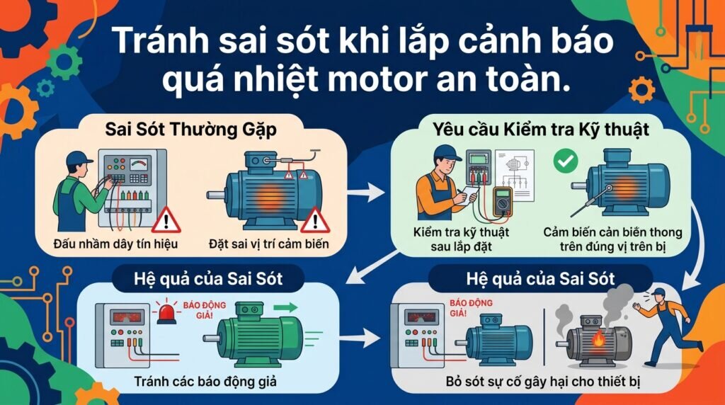 Tránh sai sót khi lắp cảnh báo quá nhiệt motor an toàn.