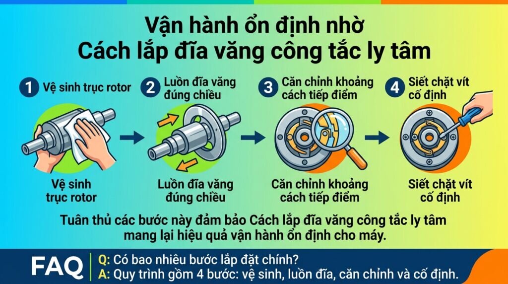 Vận hành ổn định nhờ Cách lắp đĩa văng công tắc ly tâm