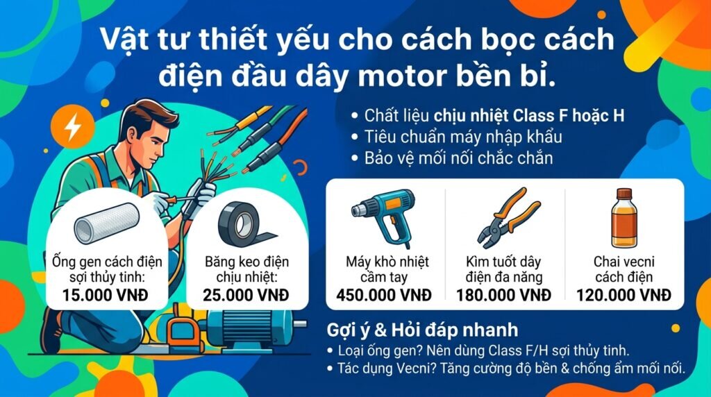 Vật tư thiết yếu cho cách bọc cách điện đầu dây motor bền bỉ.