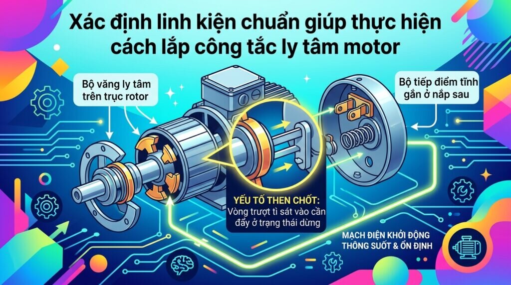 Xác định linh kiện chuẩn giúp thực hiện cách lắp công tắc ly tâm motor