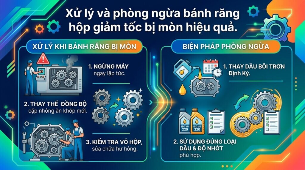 Xử lý và phòng ngừa bánh răng hộp giảm tốc bị mòn hiệu quả.