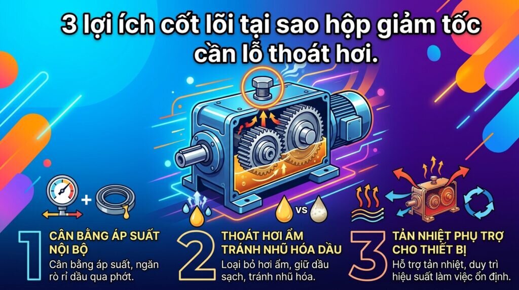 3 lợi ích cốt lõi tại sao hộp giảm tốc cần lỗ thoát hơi.