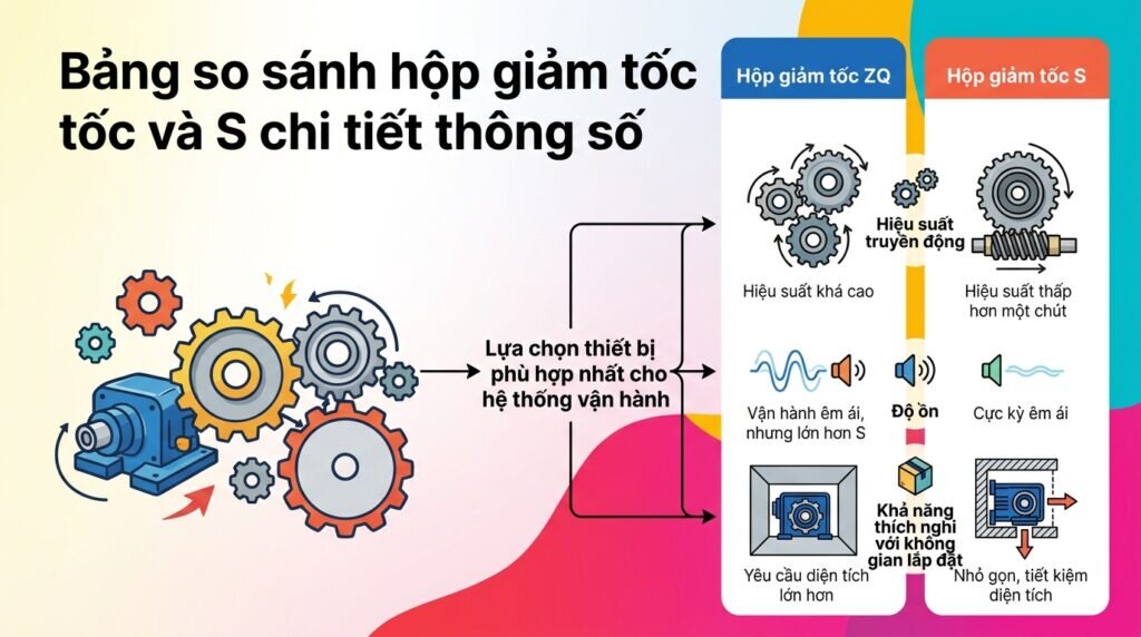 Bảng so sánh hộp giảm tốc ZQ và S chi tiết thông số