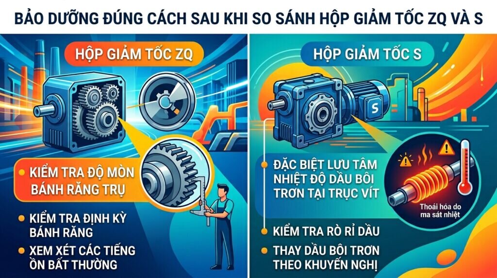 Bảo dưỡng đúng cách sau khi so sánh hộp giảm tốc ZQ và S