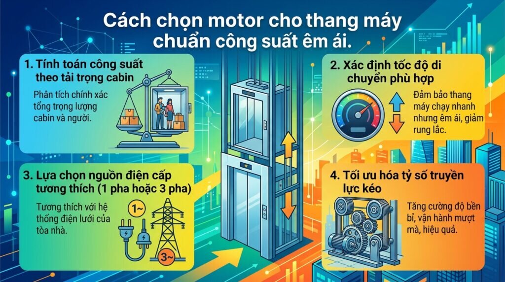 Cách chọn motor cho thang máy chuẩn công suất êm ái.