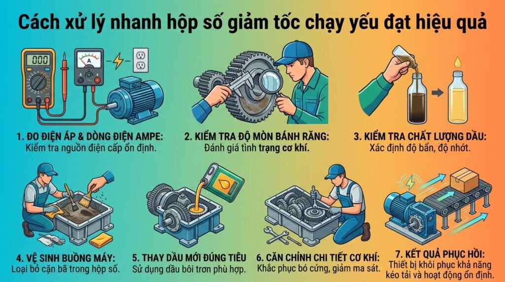 Cách xử lý nhanh hộp số giảm tốc chạy yếu đạt hiệu quả