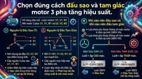 Chọn đúng cách đấu sao và tam giác motor 3 pha tăng hiệu suất.
