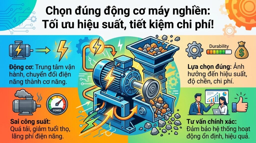 Chọn đúng động cơ máy nghiền: Tối ưu hiệu suất, tiết kiệm chi phí!