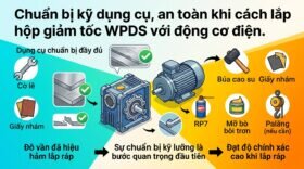 Chuẩn bị kỹ dụng cụ, an toàn khi cách lắp hộp giảm tốc WPDS với động cơ điện.