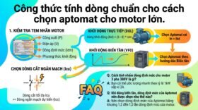 Công thức tính dòng chuẩn cho cách chọn aptomat cho motor lớn.