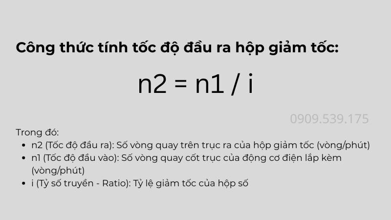 Công thức tính tốc độ đầu ra hộp giảm tốc chuẩn xác