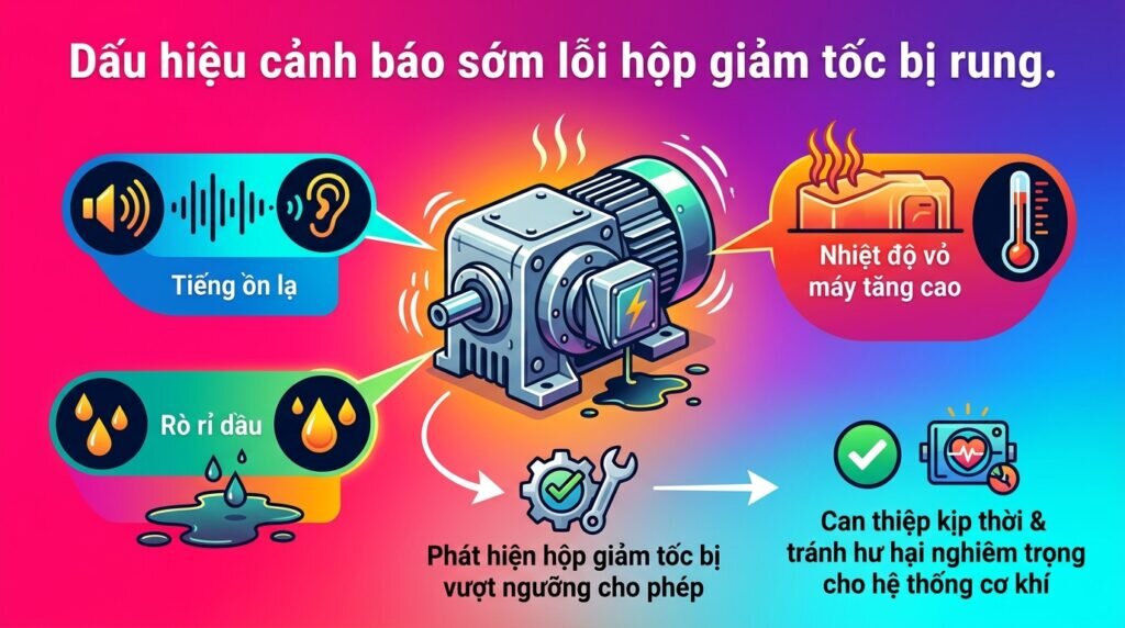 Dấu hiệu cảnh báo sớm lỗi hộp giảm tốc bị rung.