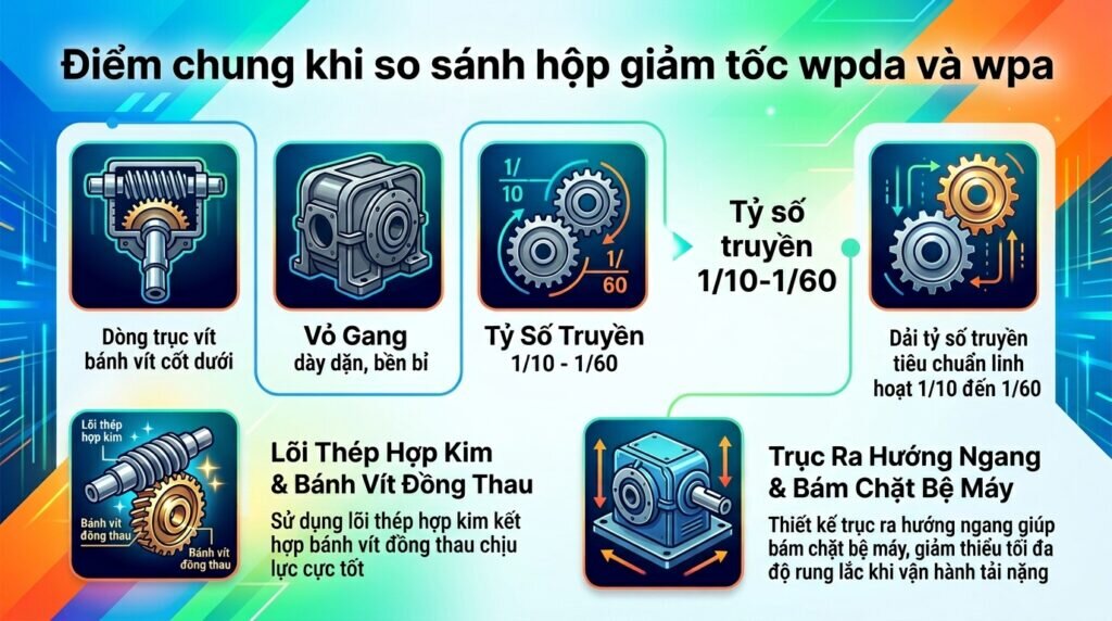 Điểm chung khi so sánh hộp giảm tốc wpda và wpa